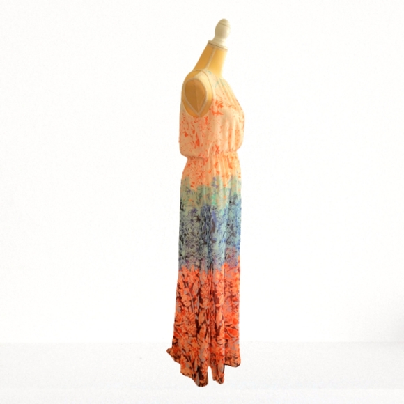 H&M floral color block maxi dress  size 6 - Picture 4 of 9